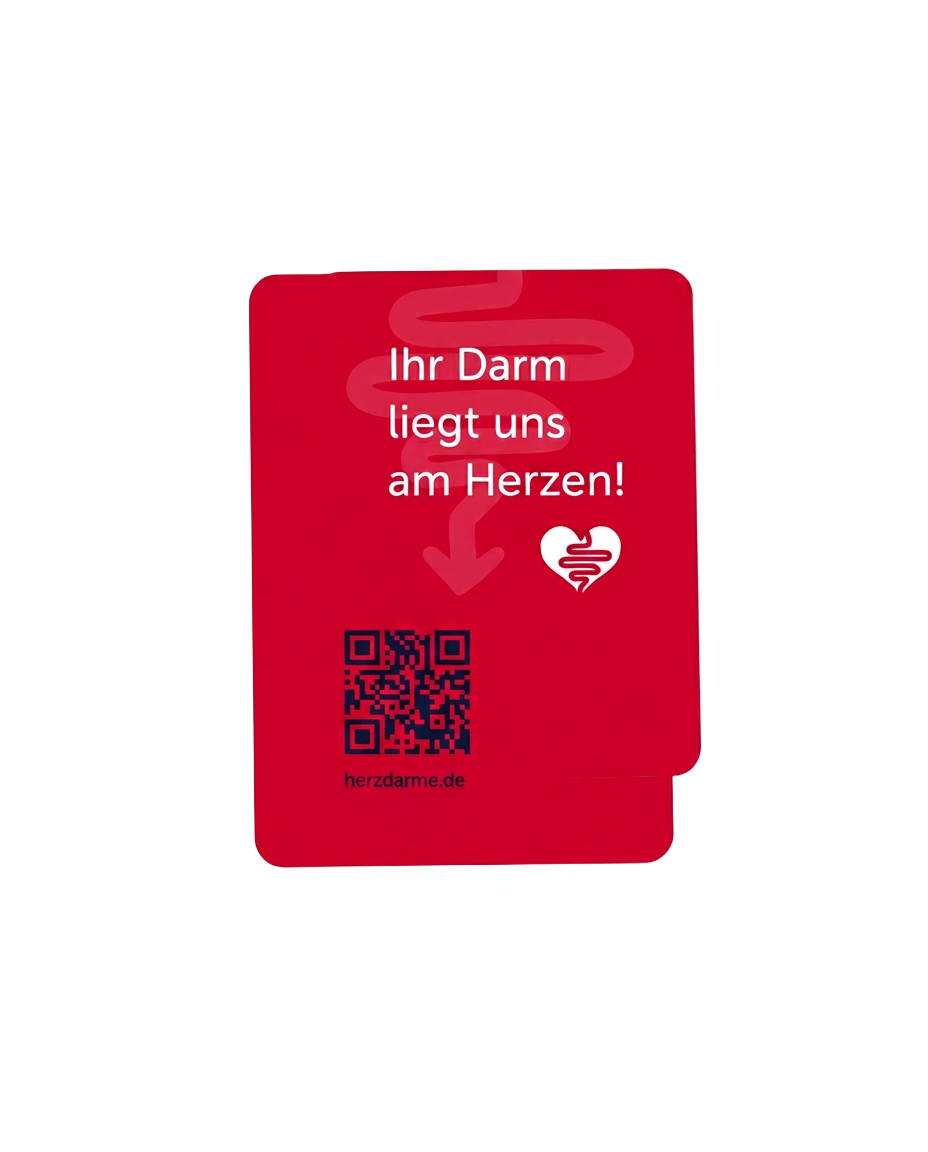 HERZDARME Kartenrückseite mit QR-Code